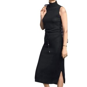 Garnet Hill Womens Turtleneck Minimalist Tencel Wool Blend Knit Maxi Drees Sz S